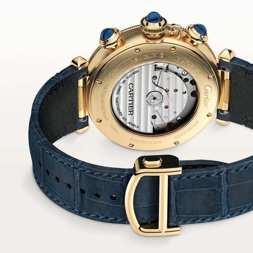 Pasha de Cartier Uhr 41 mm Chronographen Automatische Bewegung 18K Gelbgold austauschbare Ledergurte-2