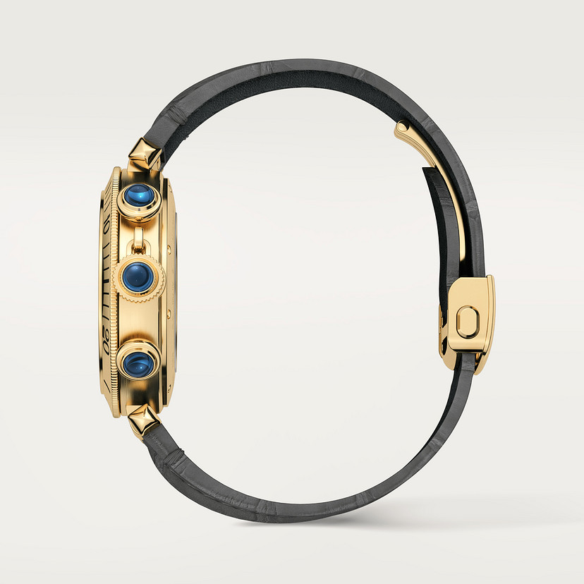Pasha de Cartier Uhr 41 mm Chronographen Automatische Bewegung 18K Gelbgold austauschbare Ledergurte-3
