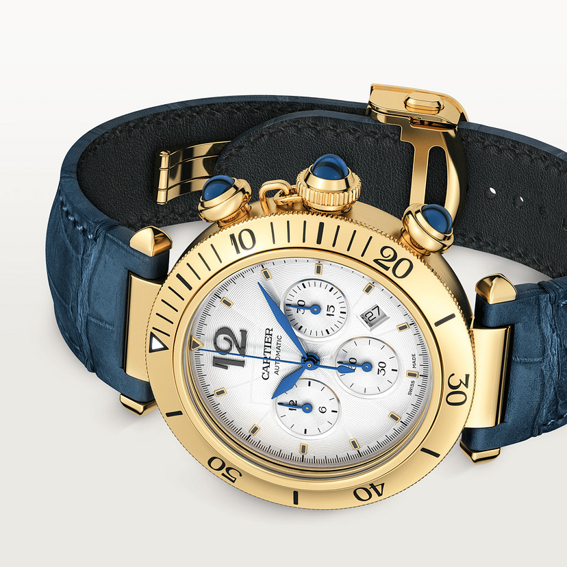 Pasha de Cartier Uhr 41 mm Chronographen Automatische Bewegung 18K Gelbgold austauschbare Ledergurte-4