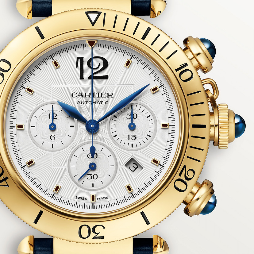 Pasha de Cartier Uhr 41 mm Chronographen Automatische Bewegung 18K Gelbgold austauschbare Ledergurte-5