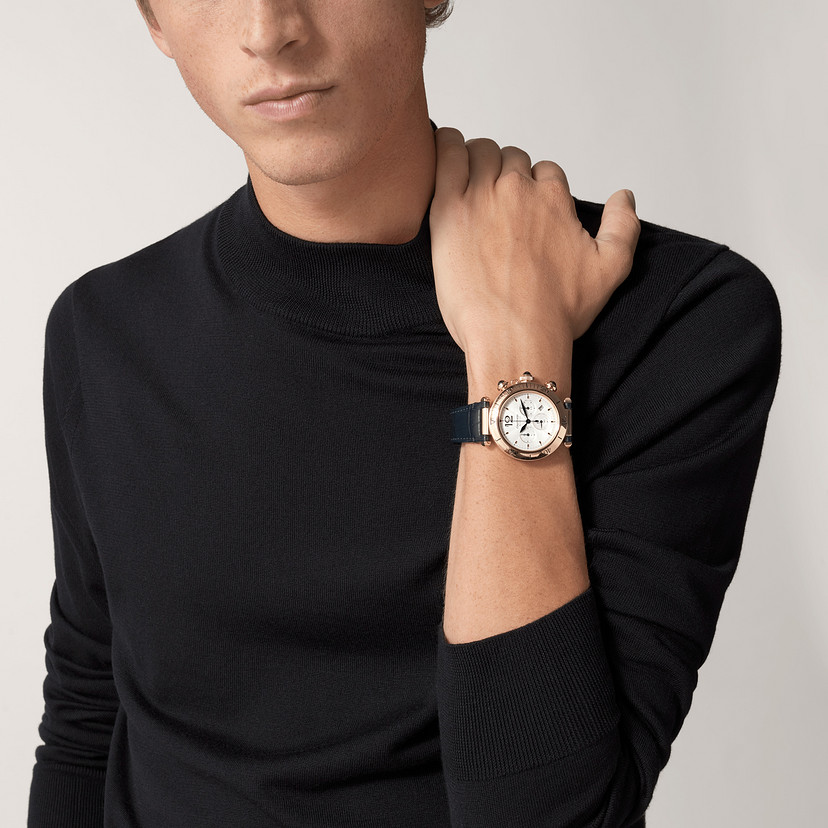 Pasha de Cartier Uhr 41 mm Chronographen Automatische Bewegung 18K Gelbgold austauschbare Ledergurte-6