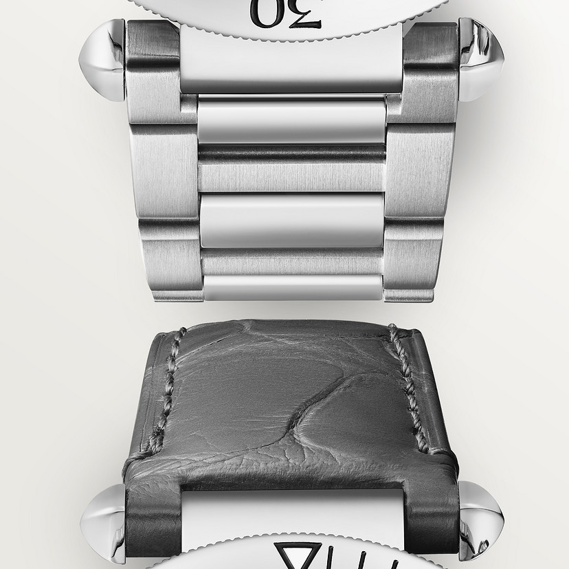Pasha de Cartier Uhr 41 mm Chronograph Automatisch Bewegung Stahl Dunkelgrau Zifferblatt austauschbares Metall und Ledergurte-2