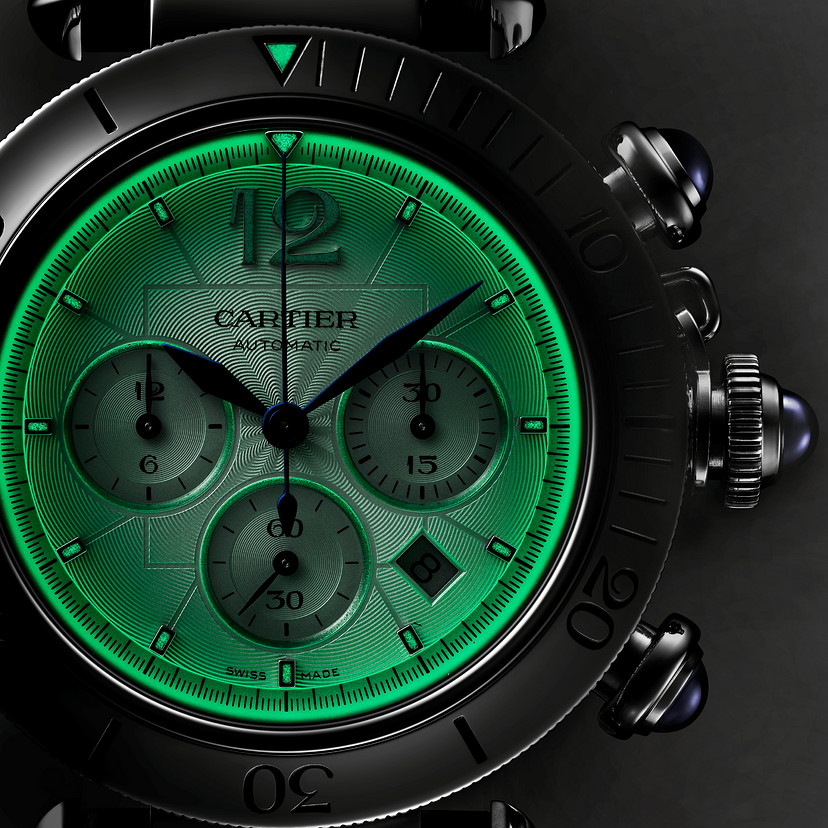 Pasha de Cartier Uhr 41 mm Chronograph Automatische Bewegung Stahl austauschbarer Metall- und Lederriemen-3