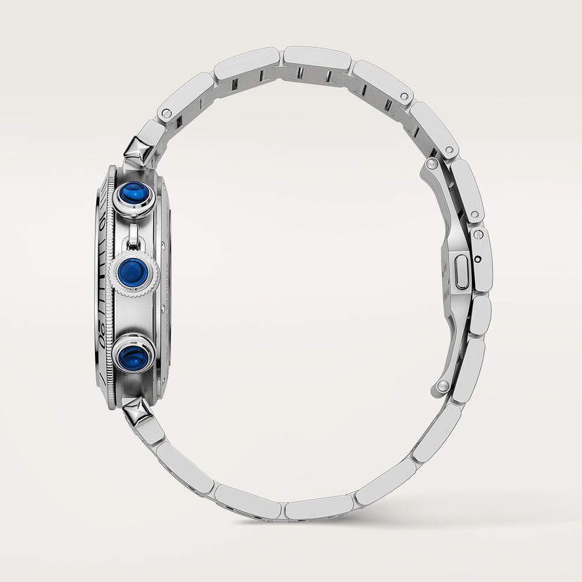 Pasha de Cartier Uhr 41 mm Chronograph Automatische Bewegung Stahl austauschbarer Metall- und Lederriemen-5