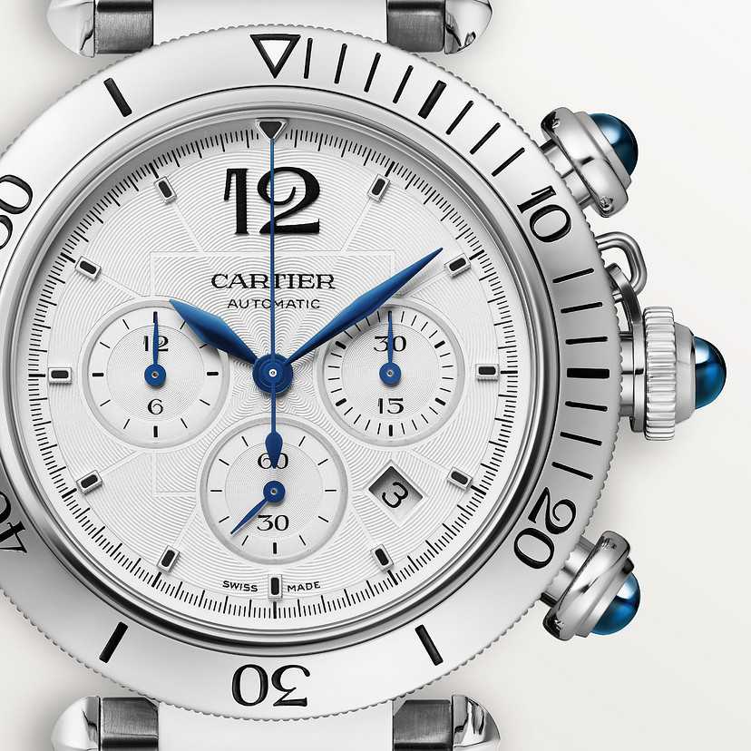 Pasha de Cartier Uhr 41 mm Chronograph Automatische Bewegung Stahl austauschbarer Metall- und Lederriemen-7