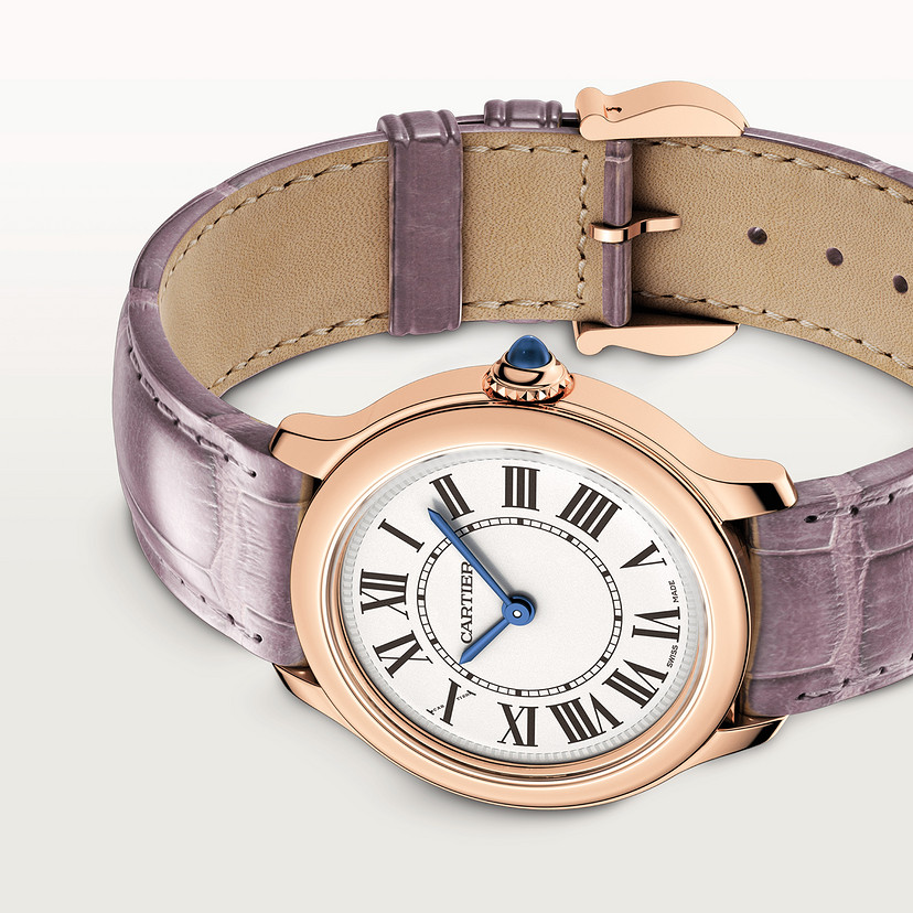 Ronde Louis Cartier Uhr 29 mm Quarz Bewegung Roségold Leder-3