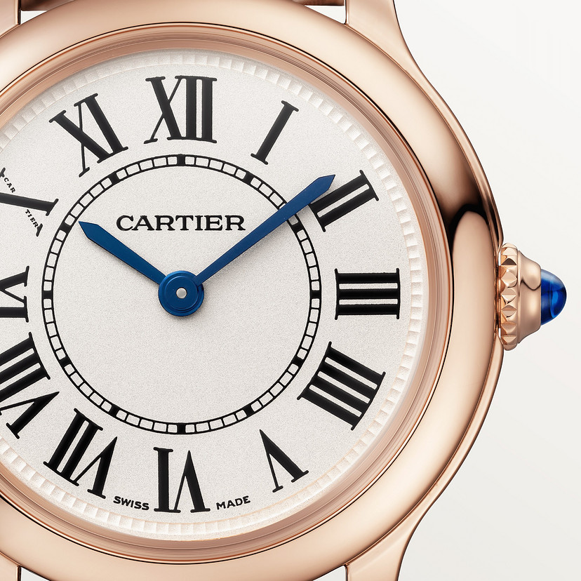 Ronde Louis Cartier Uhr 29 mm Quarz Bewegung Roségold Leder-4