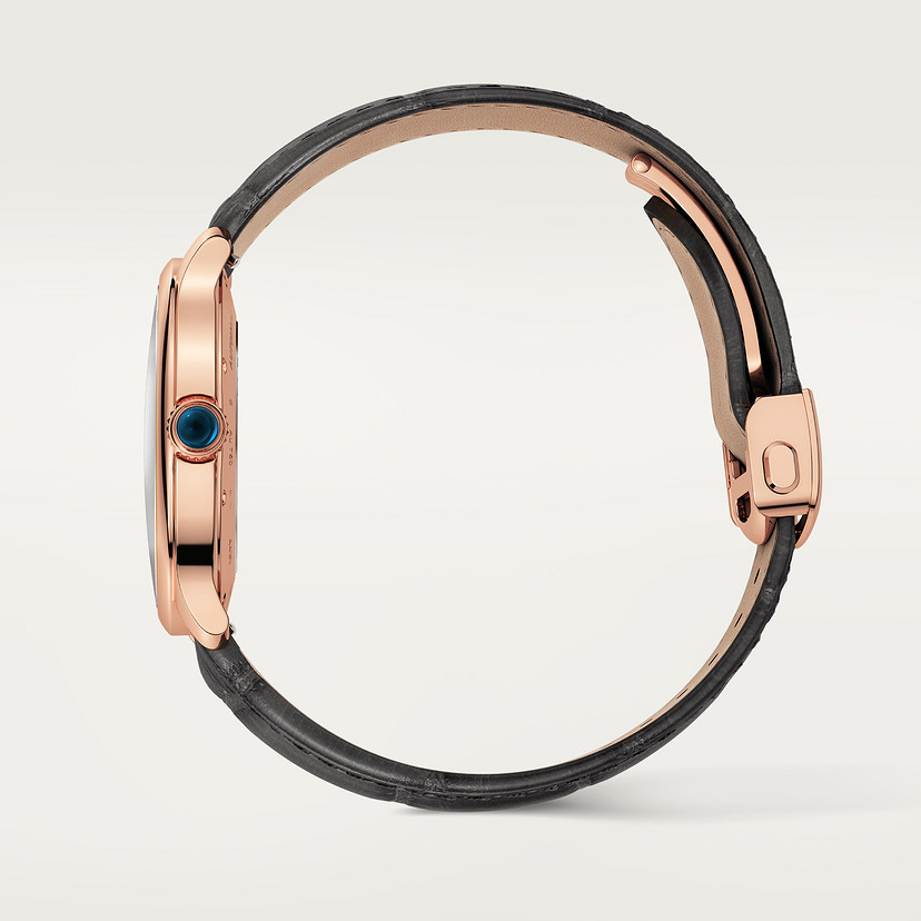 Ronde Louis Cartier Replik Uhren 40 mm mechanische Bewegung mit automatischem kurvenreichem Roségold Leder-2