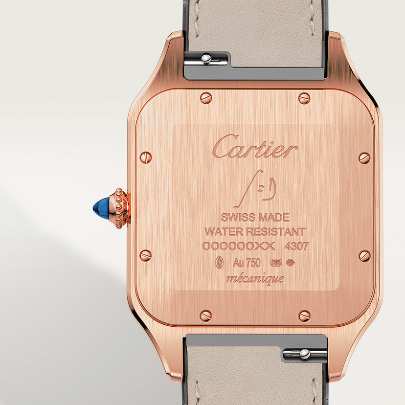Santos-Dumont Replik Uhren Extra-Large-Modell handgezogene mechanische Bewegung Roségold Leder-1