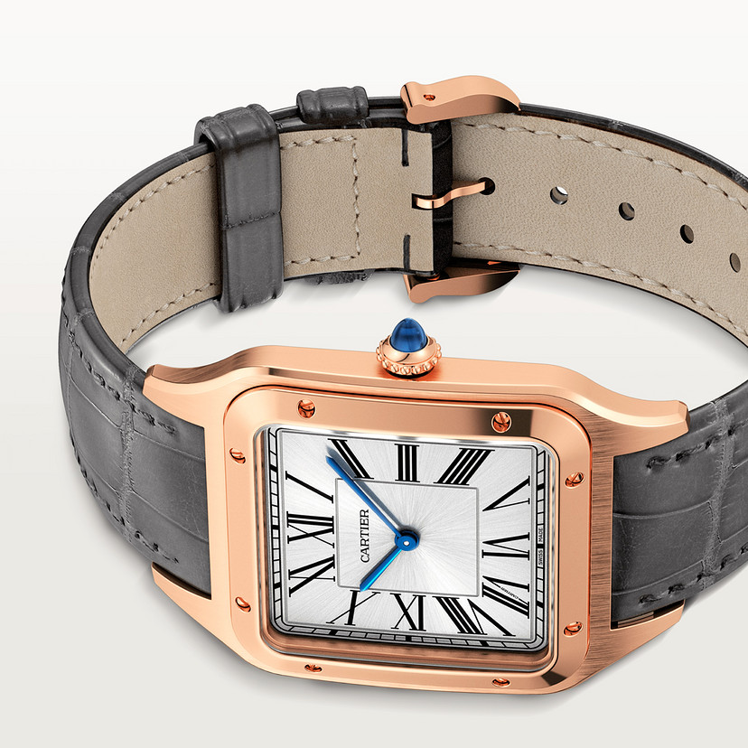Santos-Dumont Replik Uhren Extra-Large-Modell handgezogene mechanische Bewegung Roségold Leder-3
