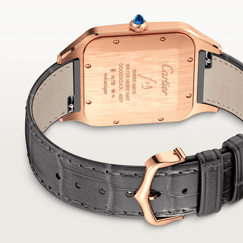 Santos-Dumont Replik Uhren Extra-Large-Modell handgezogene mechanische Bewegung Roségold Leder-4