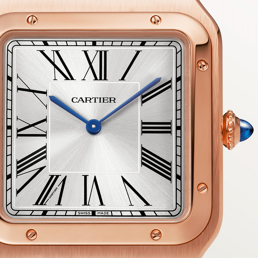 Santos-Dumont Replik Uhren Extra-Large-Modell handgezogene mechanische Bewegung Roségold Leder-5