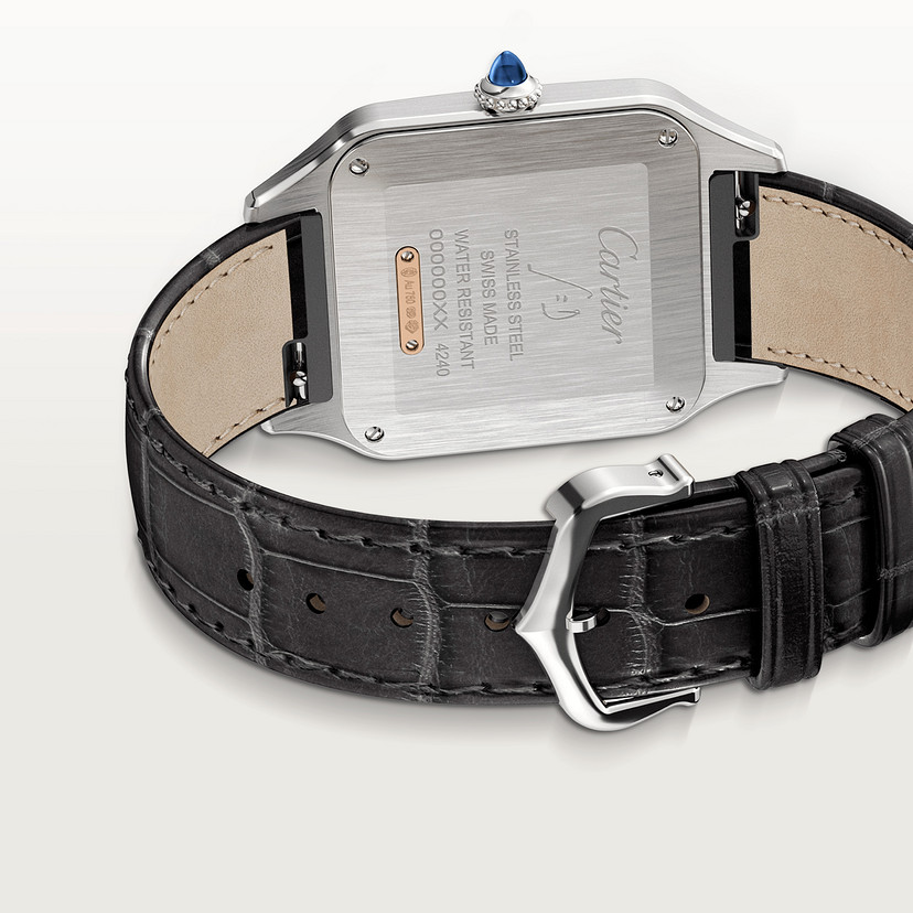Santos-Dumont Replik Uhren großes Modell Quarz Bewegung Rose Gold Steel Leder-1