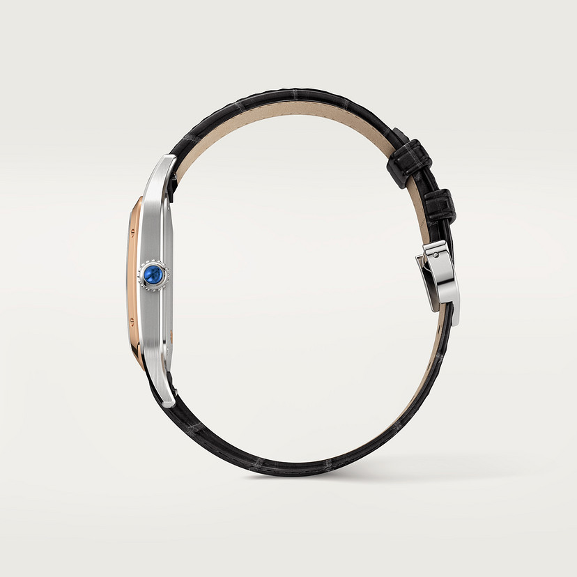 Santos-Dumont Replik Uhren großes Modell Quarz Bewegung Rose Gold Steel Leder-2