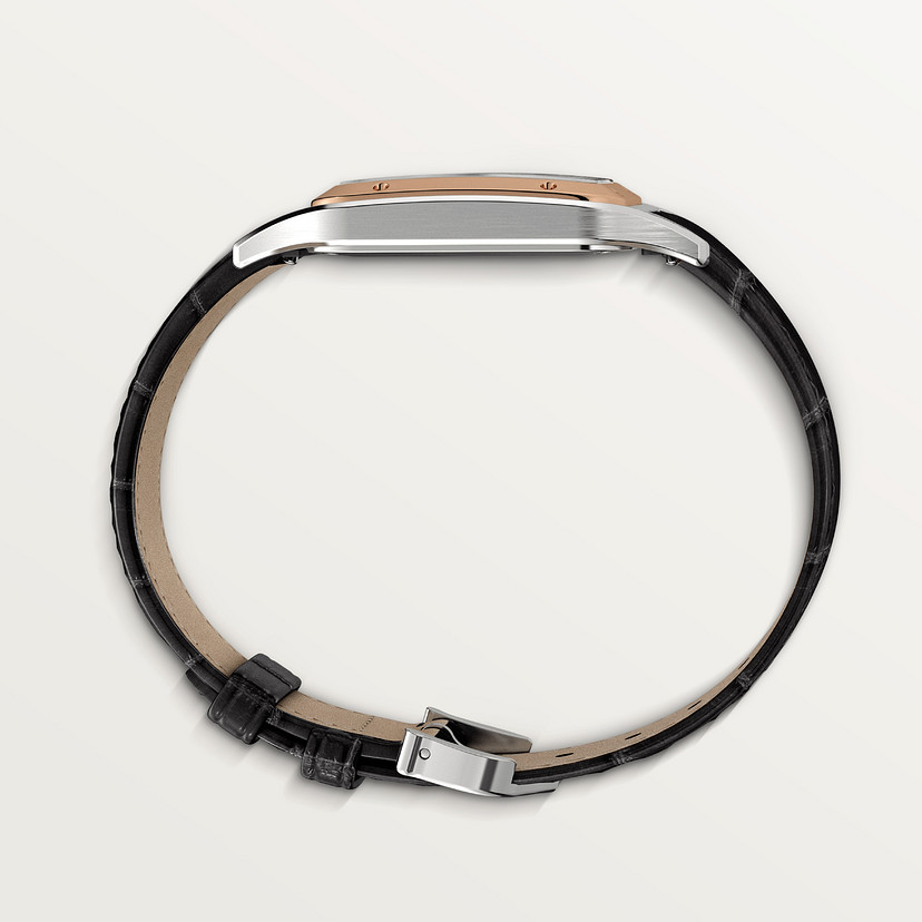 Santos-Dumont Replik Uhren großes Modell Quarz Bewegung Rose Gold Steel Leder-3