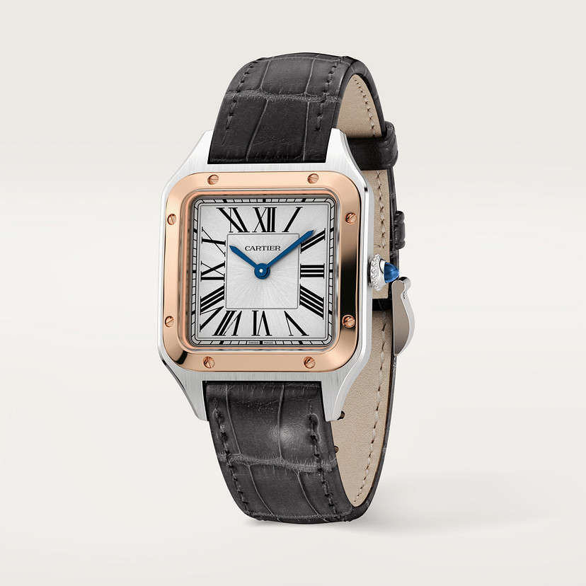 Santos-Dumont Replik Uhren Small Model Quartz Bewegung Rose Gold Steel Leder-1