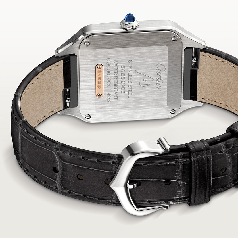 Santos-Dumont Replik Uhren Small Model Quartz Bewegung Rose Gold Steel Leder-5