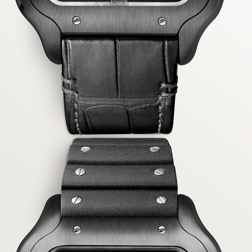 Santos de Cartier Replik Uhren großes Modell Automatische Bewegung Stahl ADLC austauschbarer Gummi- und Lederarmbänder-1