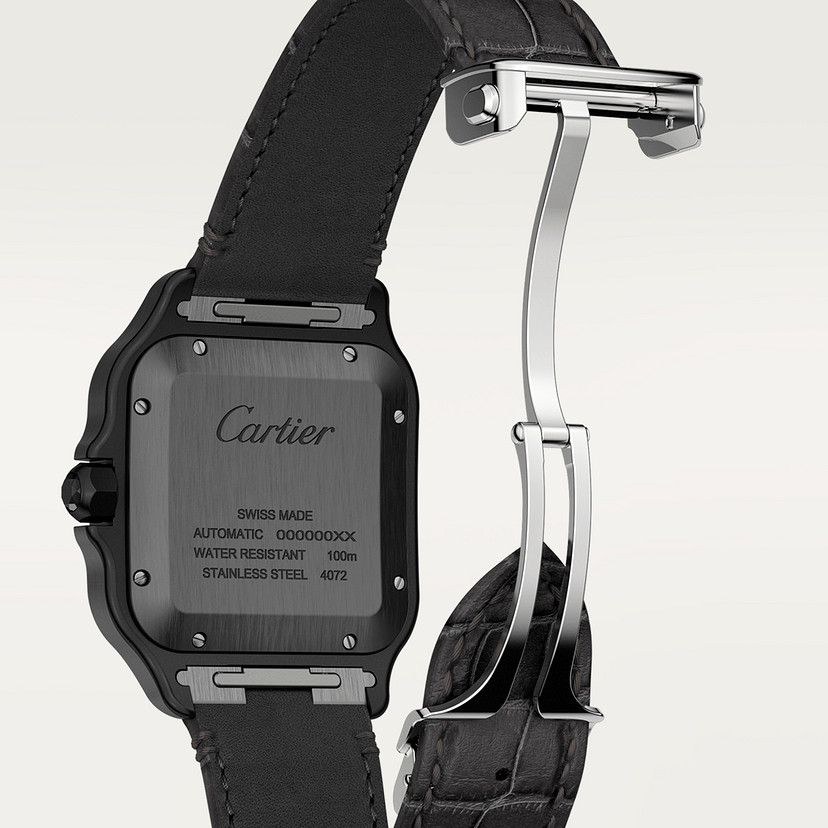 Santos de Cartier Replik Uhren großes Modell Automatische Bewegung Stahl ADLC austauschbarer Gummi- und Lederarmbänder-5