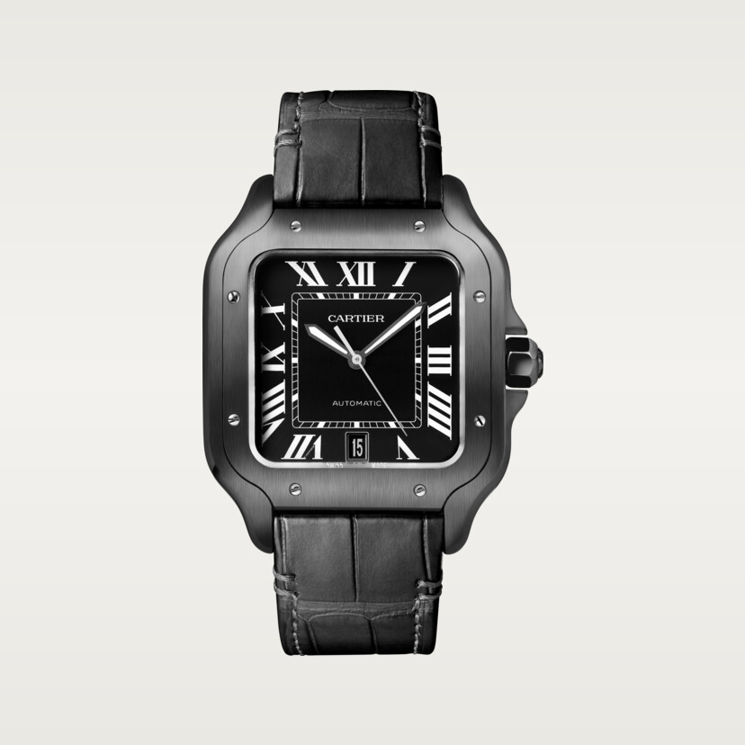 Santos de Cartier Replik Uhren großes Modell Automatische Bewegung Stahl ADLC austauschbarer Gummi- und Lederarmbänder-6