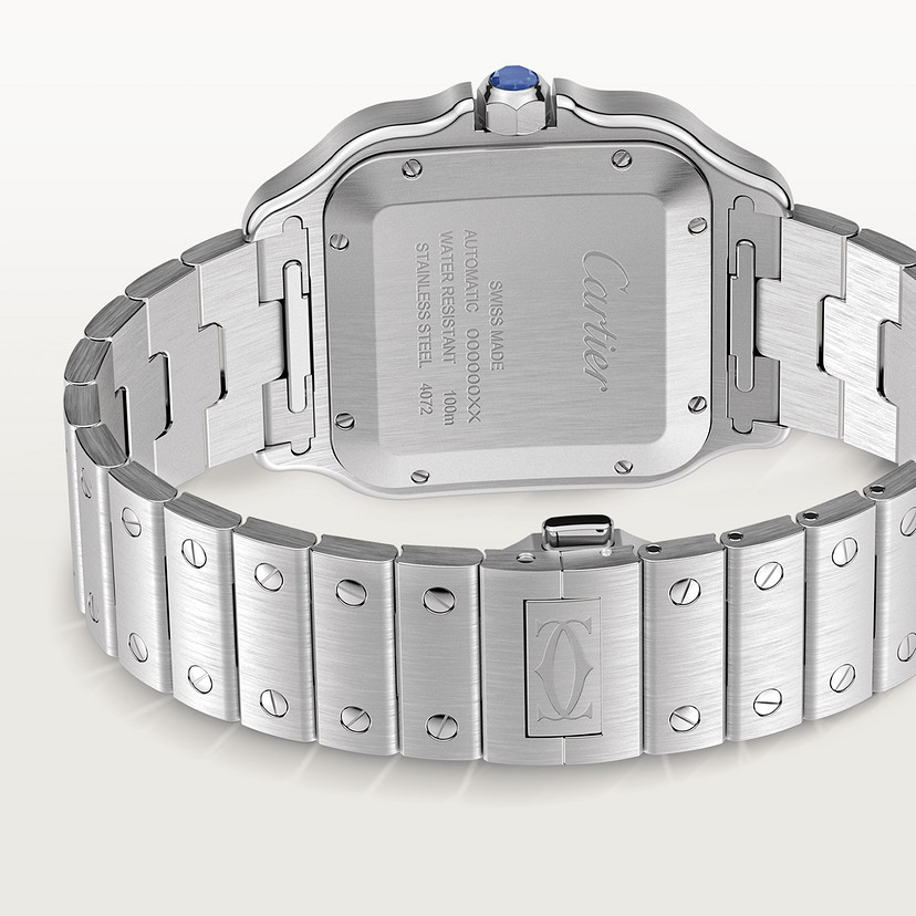 Santos de Cartier Replik Uhren großes Modell Automatische Bewegung Stahl PVD austauschbarer Metall und Gummi -Gurte-3