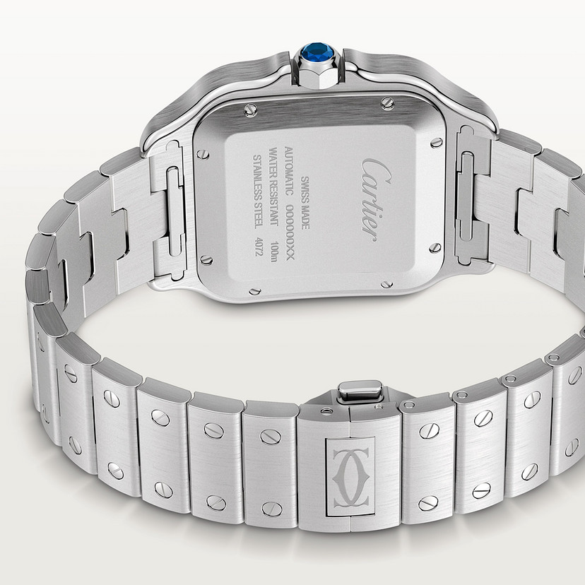 Santos de Cartier Replik Uhren großes Modell Automatische Bewegung Stahl PVD austauschbarer Metall und Gummi -Gurte-5