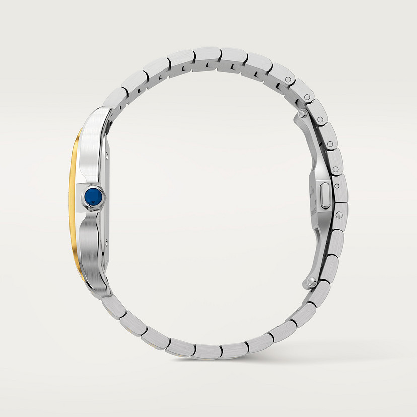 Santos de Cartier Uhrenmedium Modell Automatische Bewegung 18K Gelb Gold Stahl Diamanten austauschbare Metall- und Lederarmbänder-3