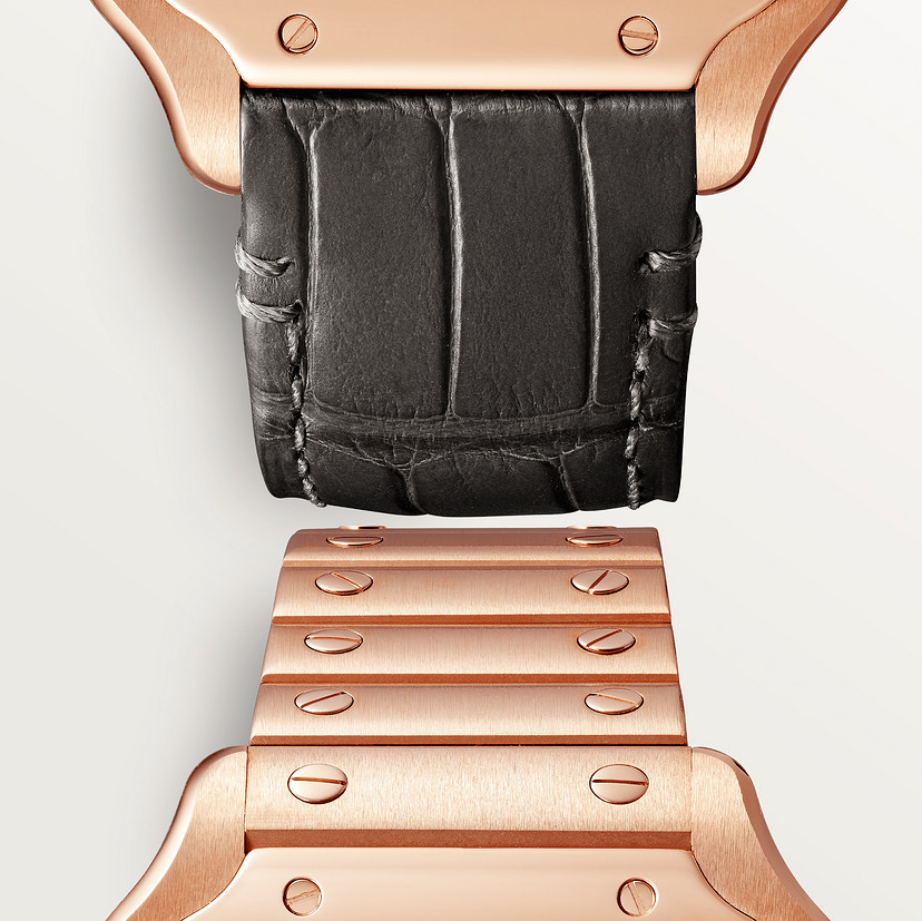 Santos de Cartier Uhrenmedium Modell Automatische Bewegung Roségold austauschbare Metall- und Lederarmbänder-1