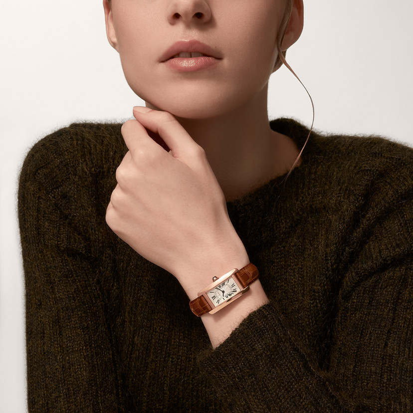 Panzer Américaine Replik Uhren Small Model Quartz Bewegung Roségold Leder-6