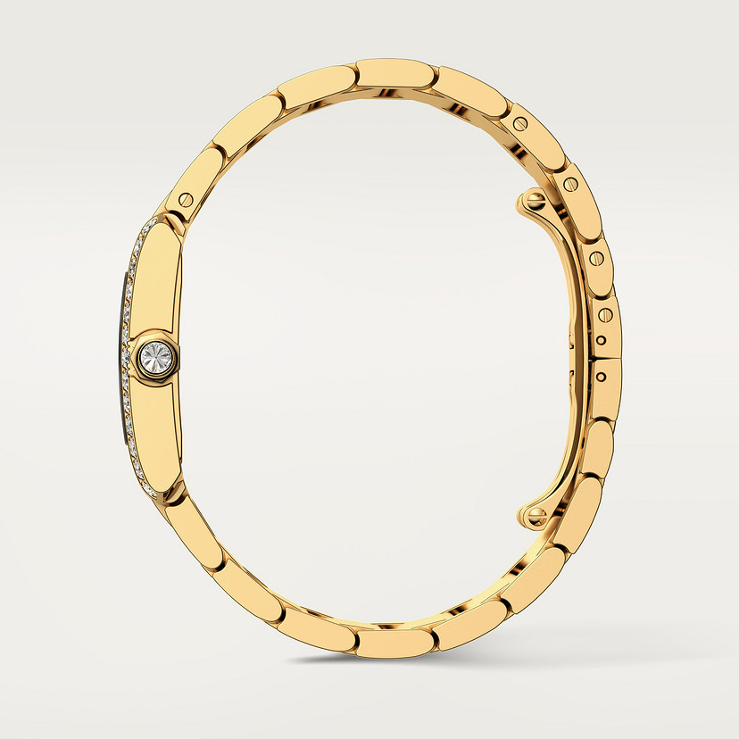 Panzer Française Replik Uhren Medium Model Quarz Bewegung Gelbgold Diamanten-4