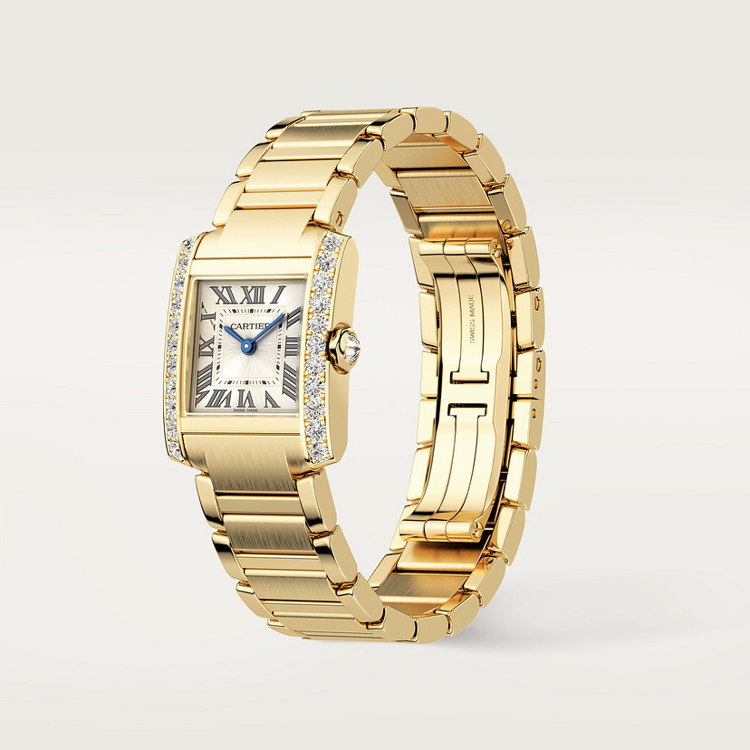 Panzer Française Replik Uhren Small Model Quartz Bewegung Gelbgold Diamanten-1