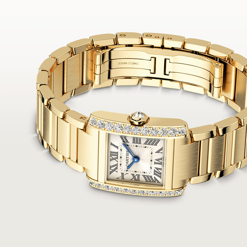 Panzer Française Replik Uhren Small Model Quartz Bewegung Gelbgold Diamanten-4