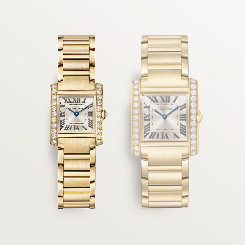 Panzer Française Replik Uhren Small Model Quartz Bewegung Gelbgold Diamanten-5