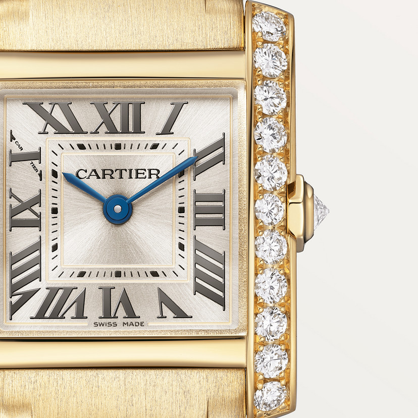 Panzer Française Replik Uhren Small Model Quartz Bewegung Gelbgold Diamanten-6