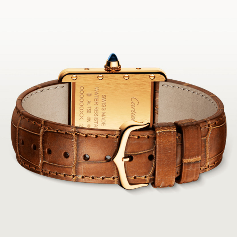 Panzer Louis Cartier Replik Uhren Small Model Quartz Bewegung Gelbgold Leder-6
