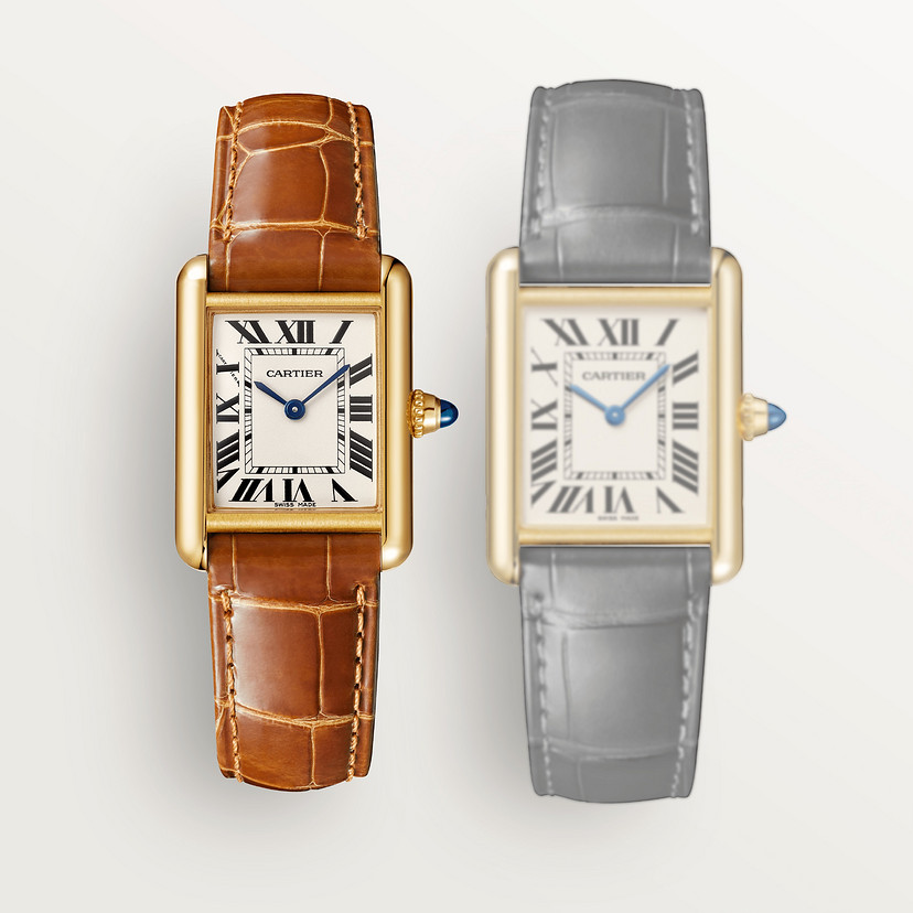 Panzer Louis Cartier Replik Uhren Small Model Quartz Bewegung Gelbgold Leder-7