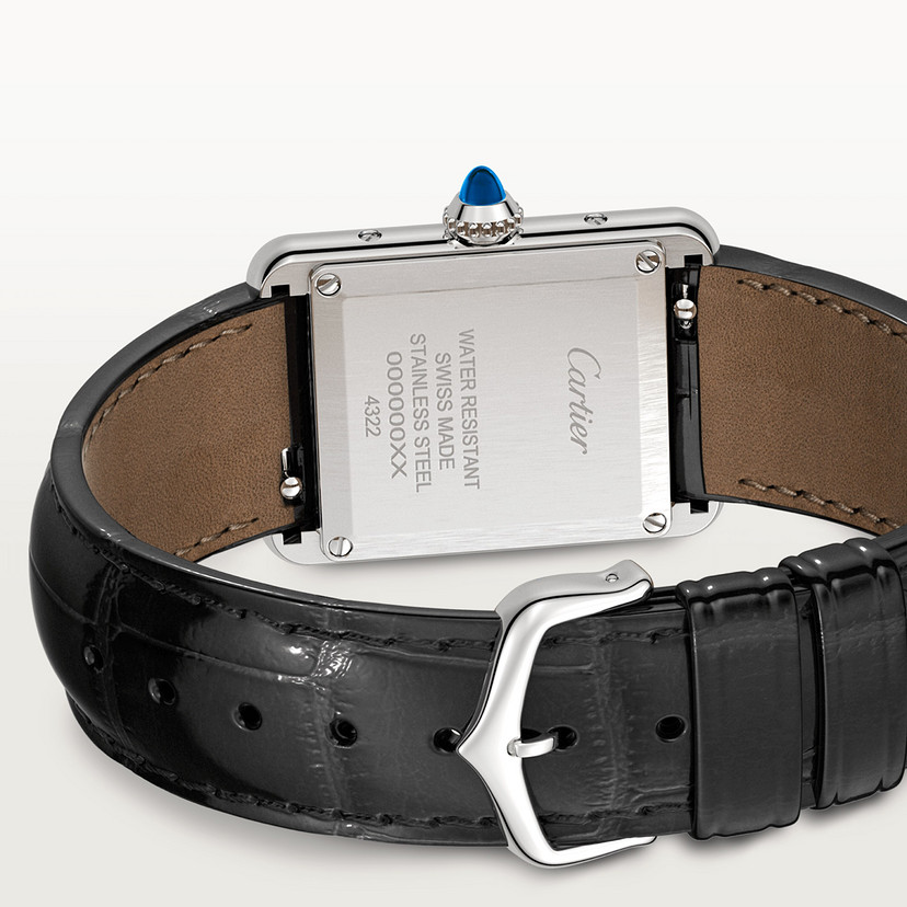 Tank muss de Cartier kleine Modell Quarz Bewegung Stahlleder beobachten-1