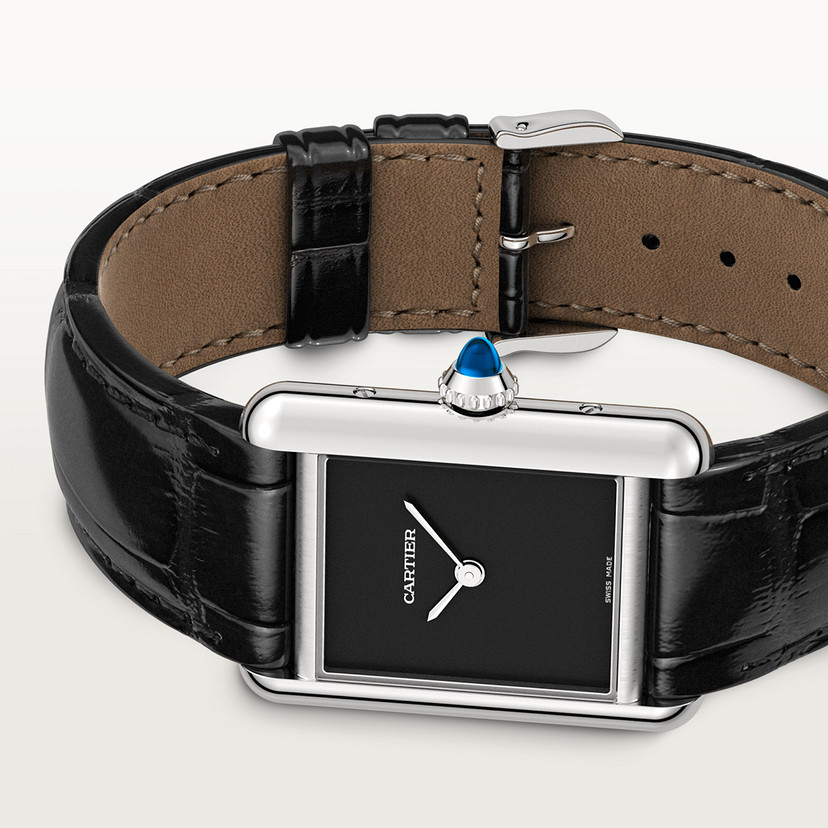 Tank muss de Cartier kleine Modell Quarz Bewegung Stahlleder beobachten-3
