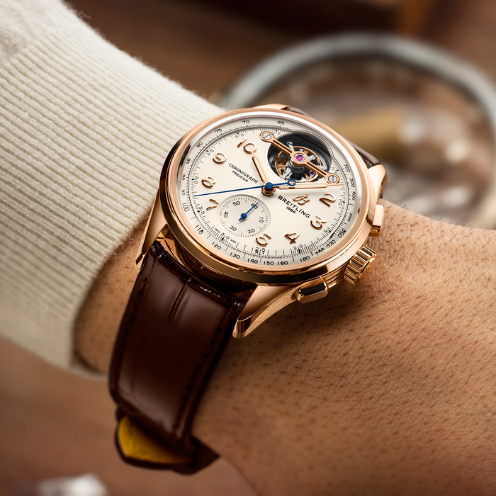 Breitling Premier B21 Chronograph Tourbillon 42 Léon Breitling 18K Red Gold Cream RB2120211G1P1-4
